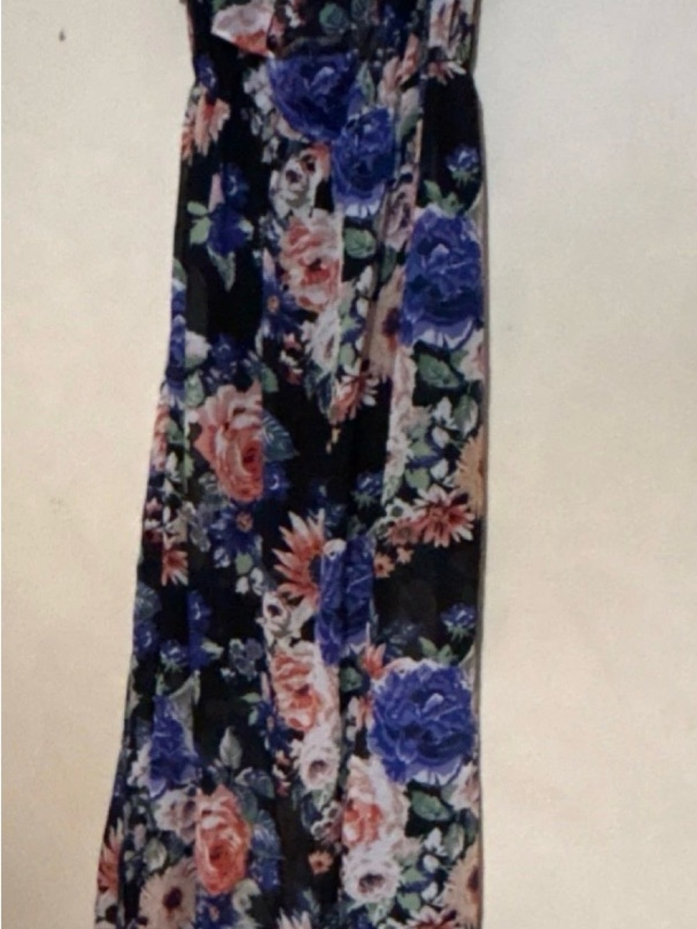 Forever 21 Navy Maxi Skirt with Pink & Blue Floral Print - Picture 1 of 5